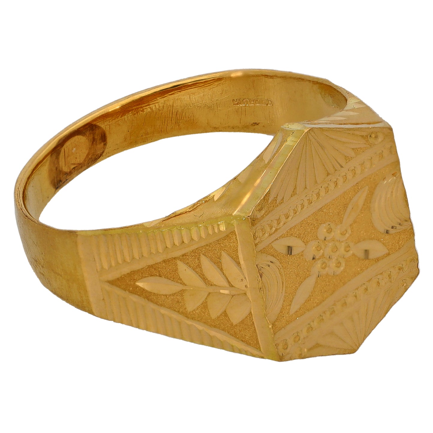 22ct Gold Patterned Signet Ring Size W
