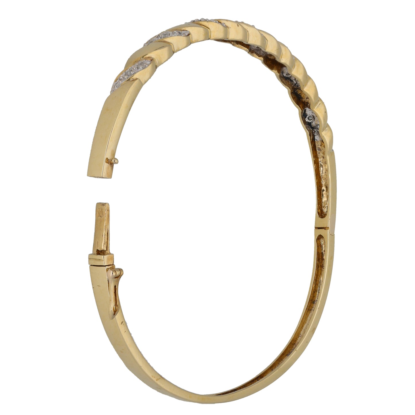 9ct Bicolour Gold 0.105ct Diamond Hinged/Clasp Bangle