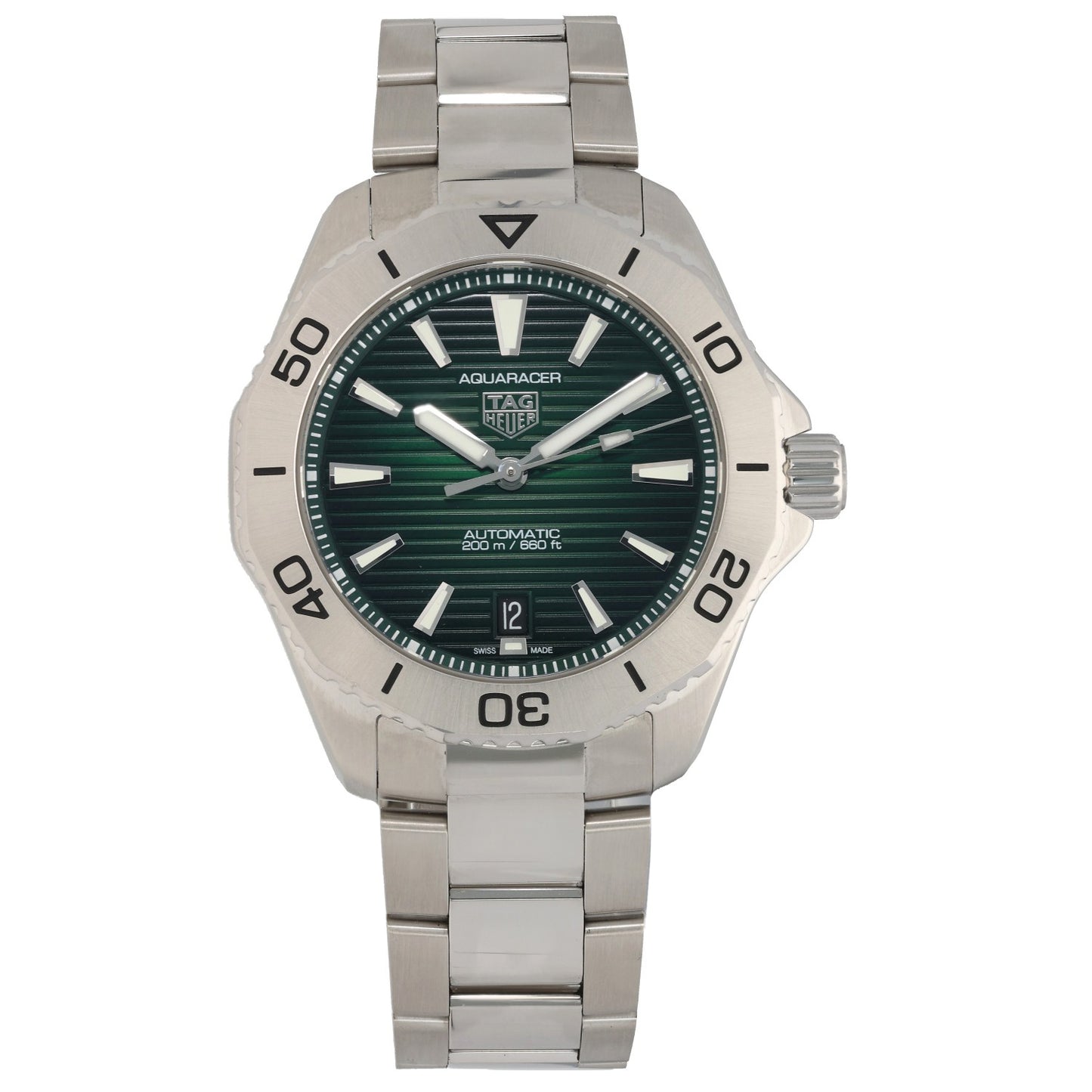 Tag Heuer Aquaracer WBP2115, dark green dial in a stanless steel case, with a stainless steel link bracelet