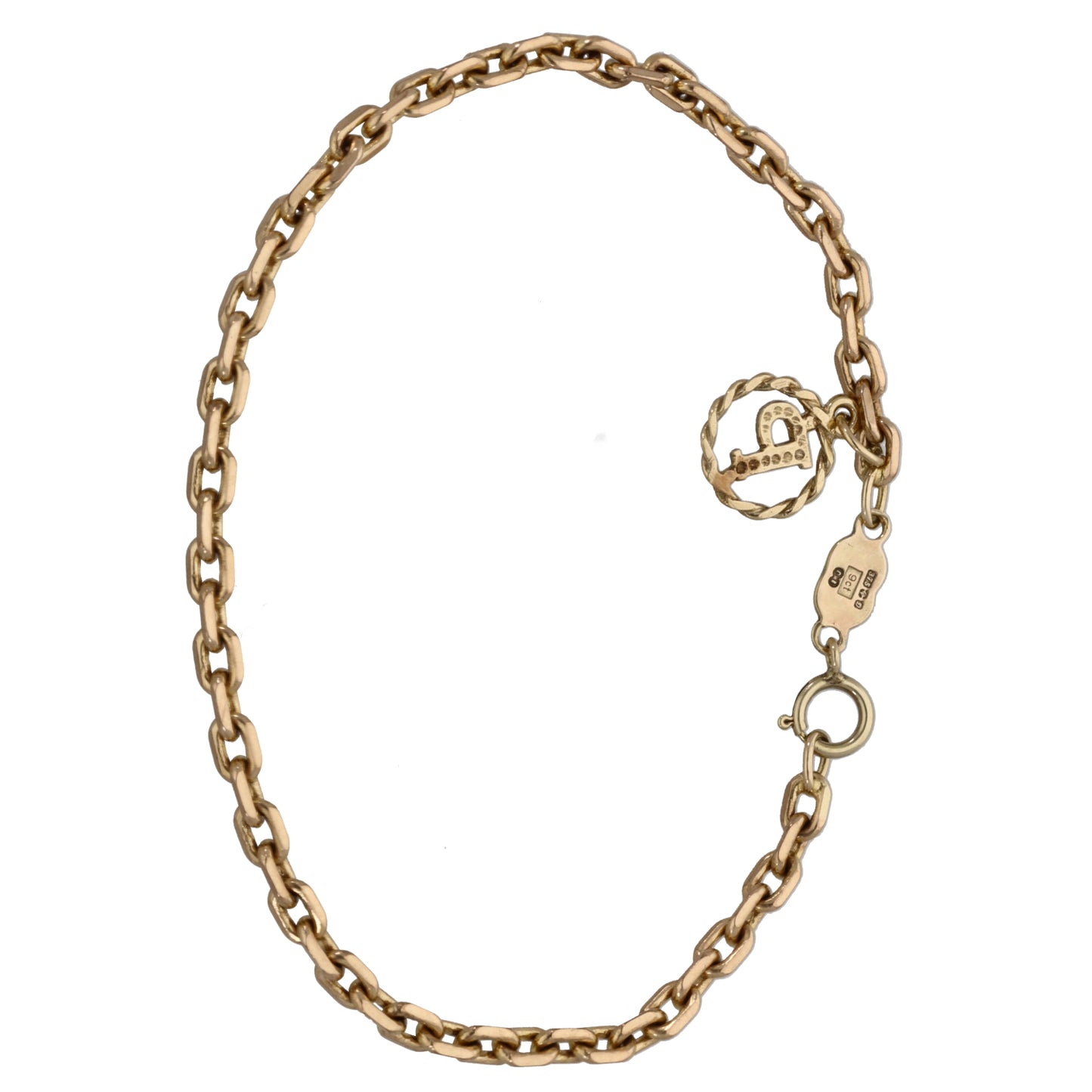 9ct Rose Gold Initial P Bracelet