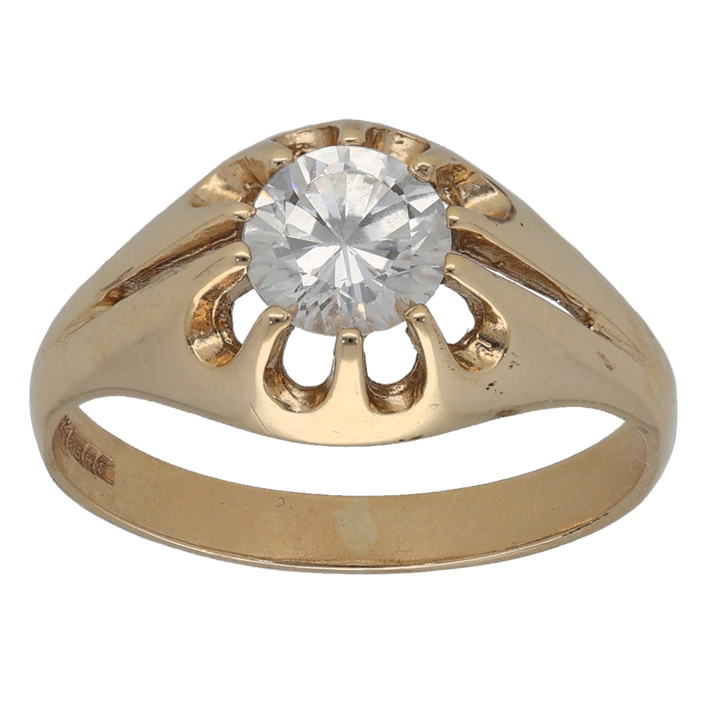 9ct Gold Cubic Zirconia Single Stone Ring Size O