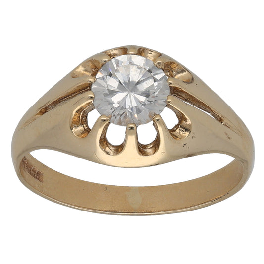 9ct Gold Cubic Zirconia Single Stone Ring Size O