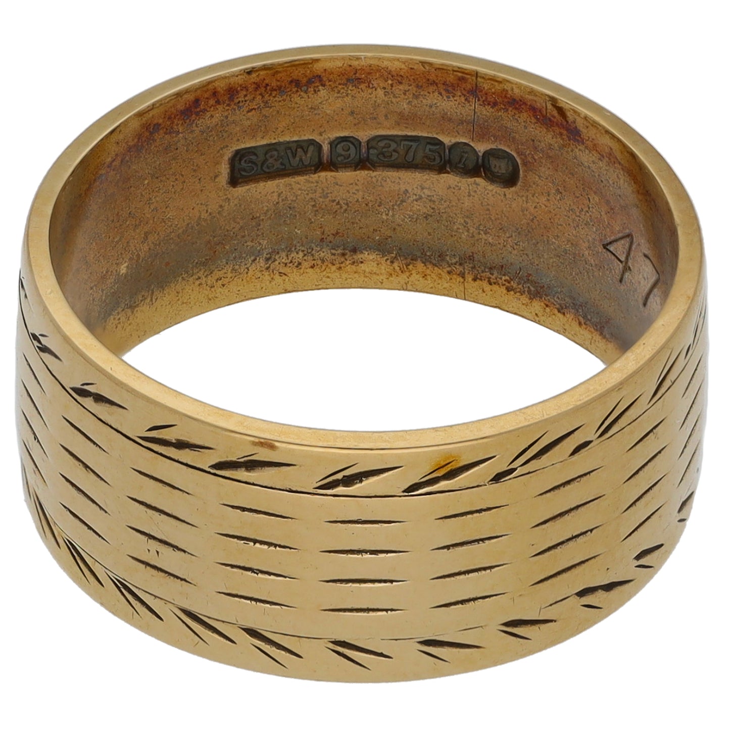 9ct Gold Patterned Wedding Ring Size M