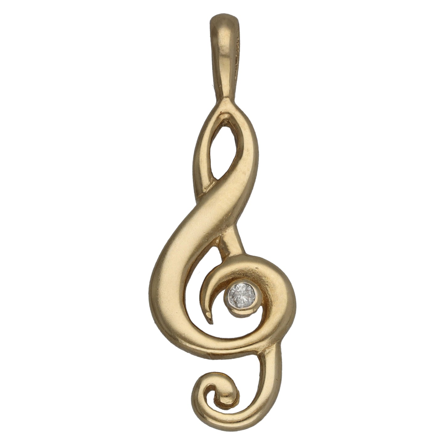 9ct Gold 0.03ct Diamond Treble Clef Pendant