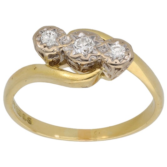 18ct Gold 0.16ct Diamond Trilogy Ring Size N