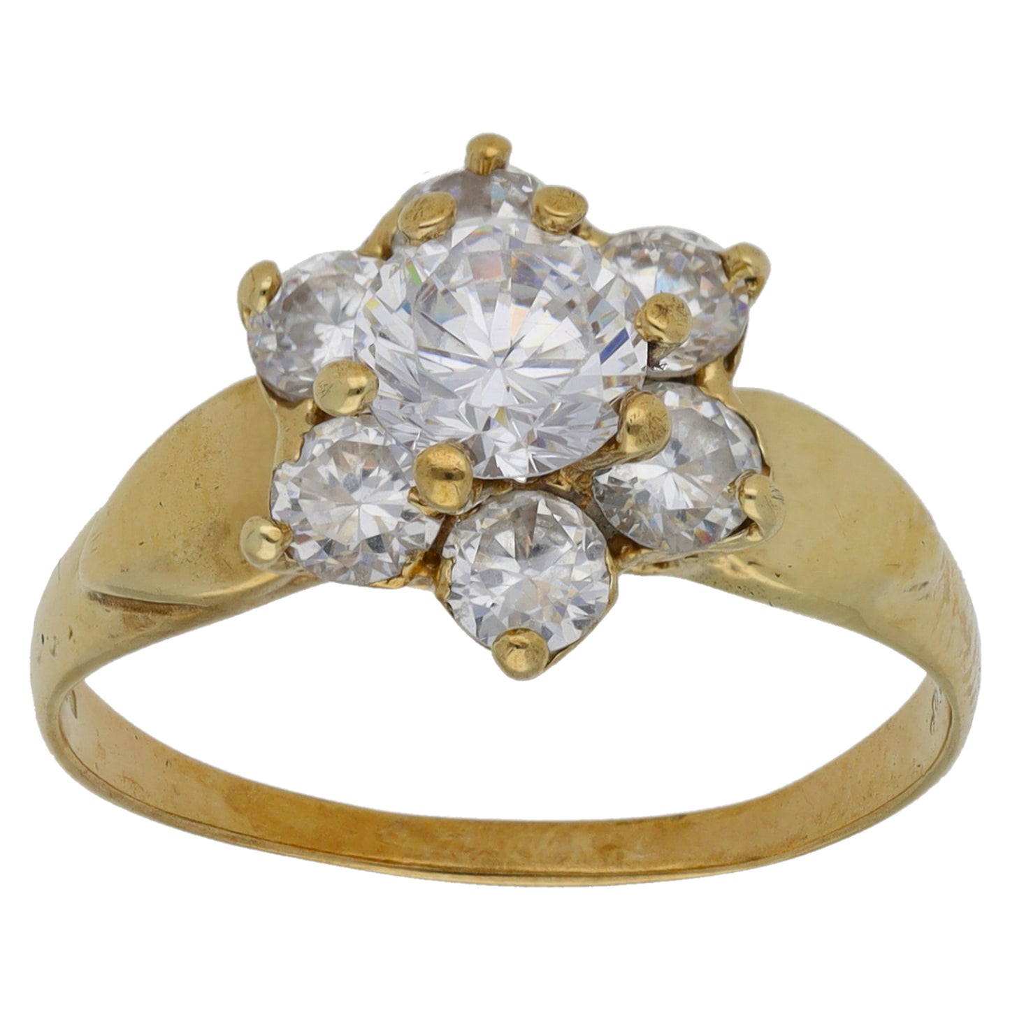 9ct Gold Cubic Zirconia Cluster Ring Size P