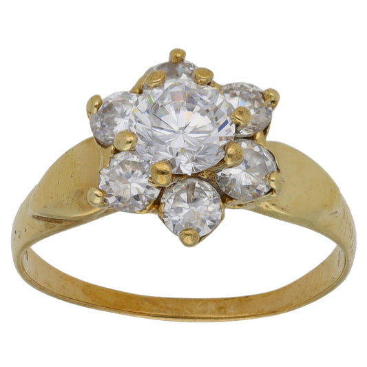 9ct Gold Cubic Zirconia Cluster Ring Size P