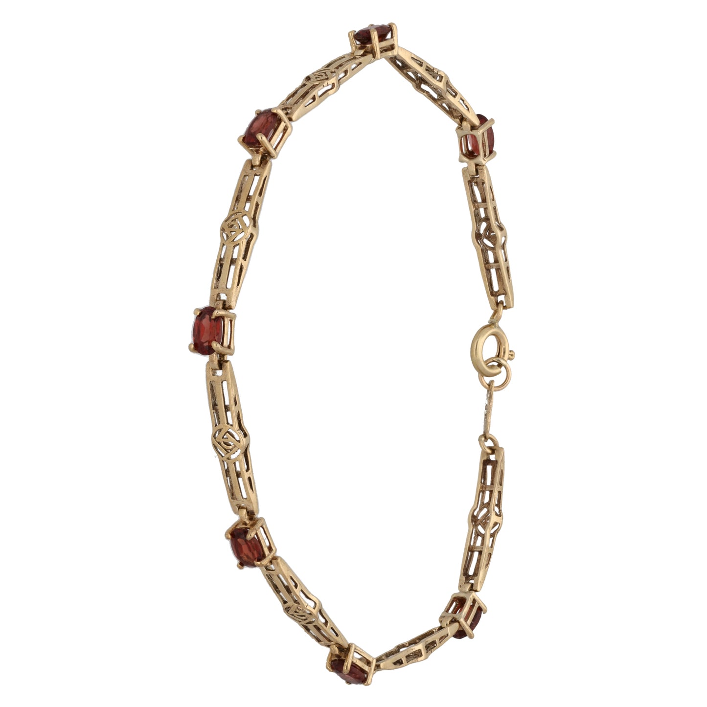 9ct Gold Garnet Fancy Stone Set Bracelet