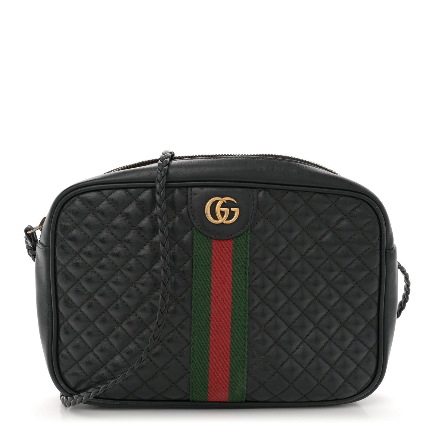 Gucci Trapuntata Camera Calfskin Leather Bag - Black