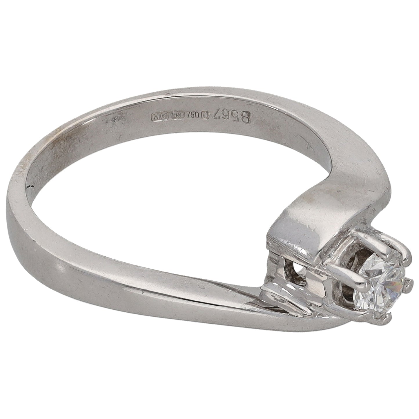 18ct White Gold 0.20ct Diamond Solitaire Ring Size L