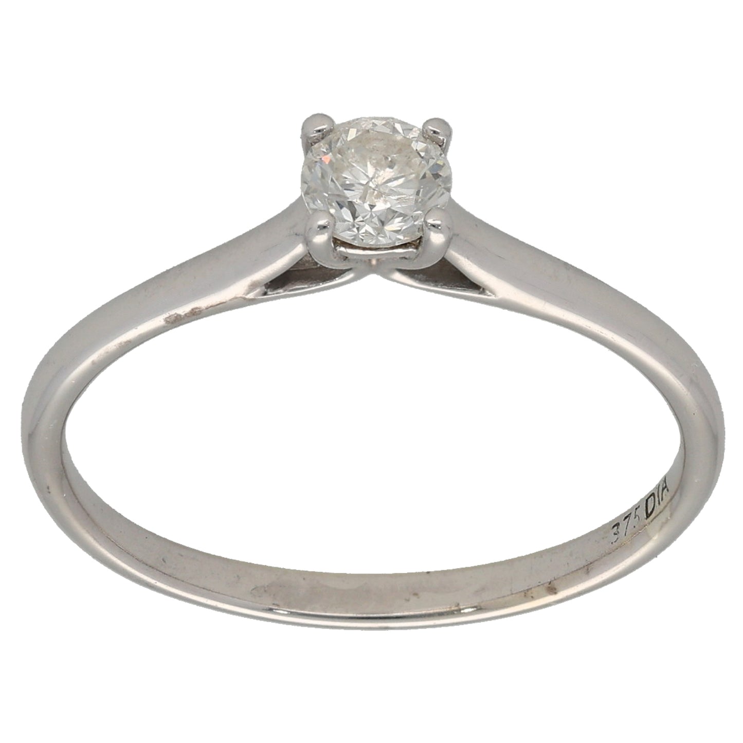 9ct White Gold 0.33ct Diamond Solitaire Ring Size P