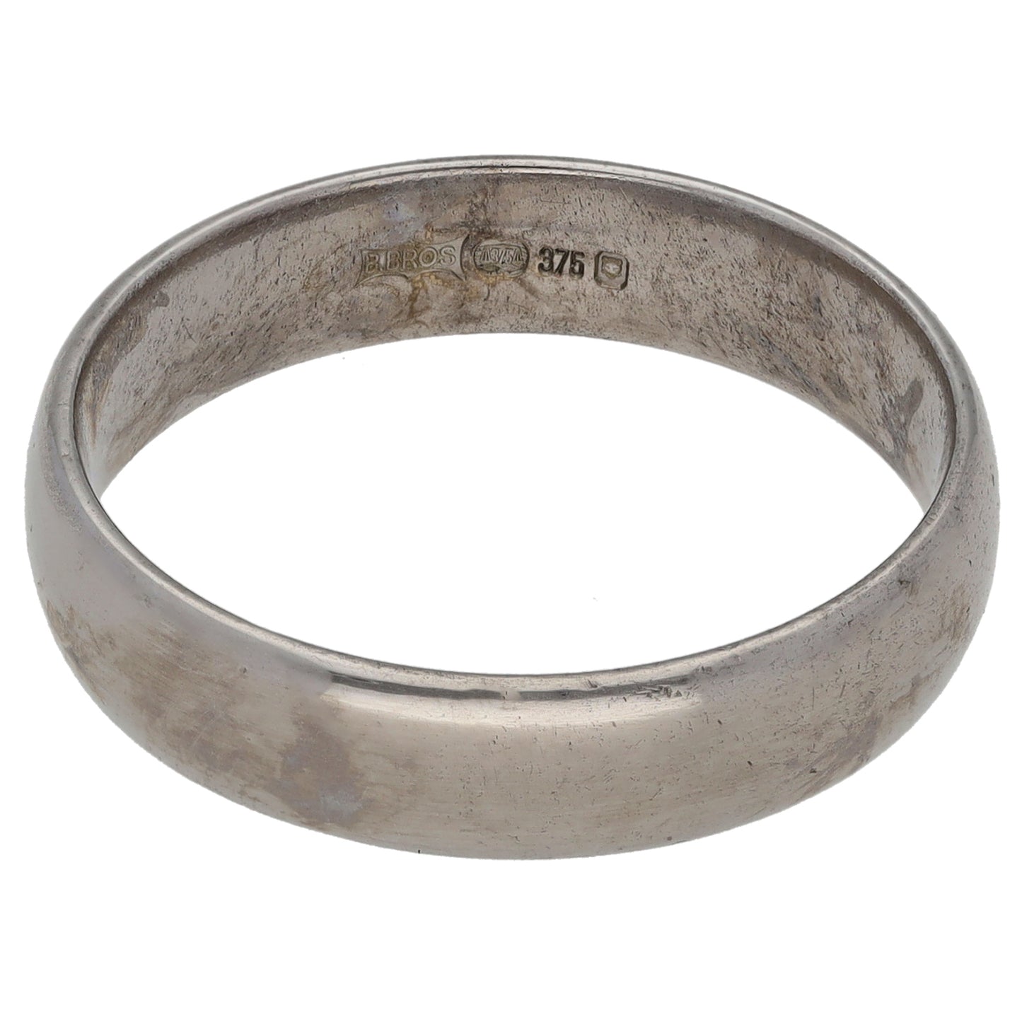 9ct White Gold Plain Wedding Ring Size S