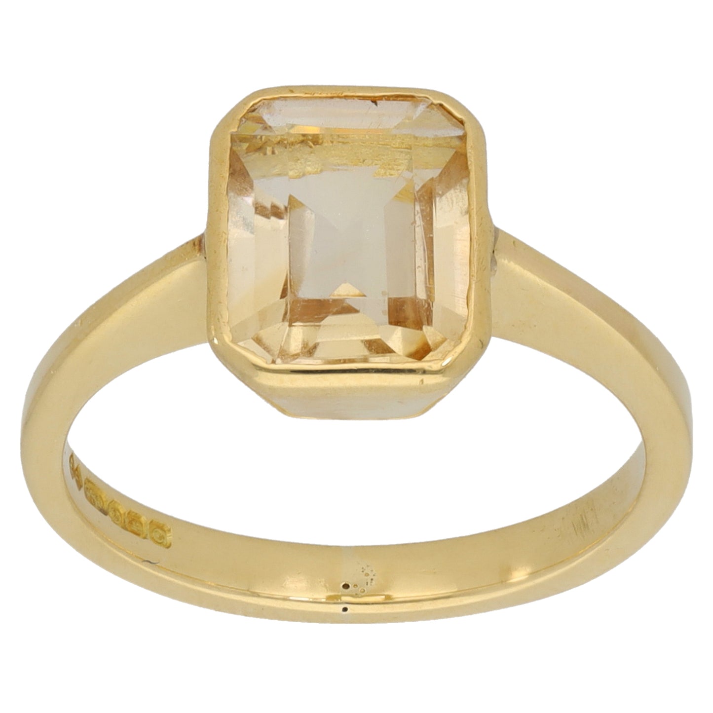 18ct Gold Citrine Single Stone Ring Size L