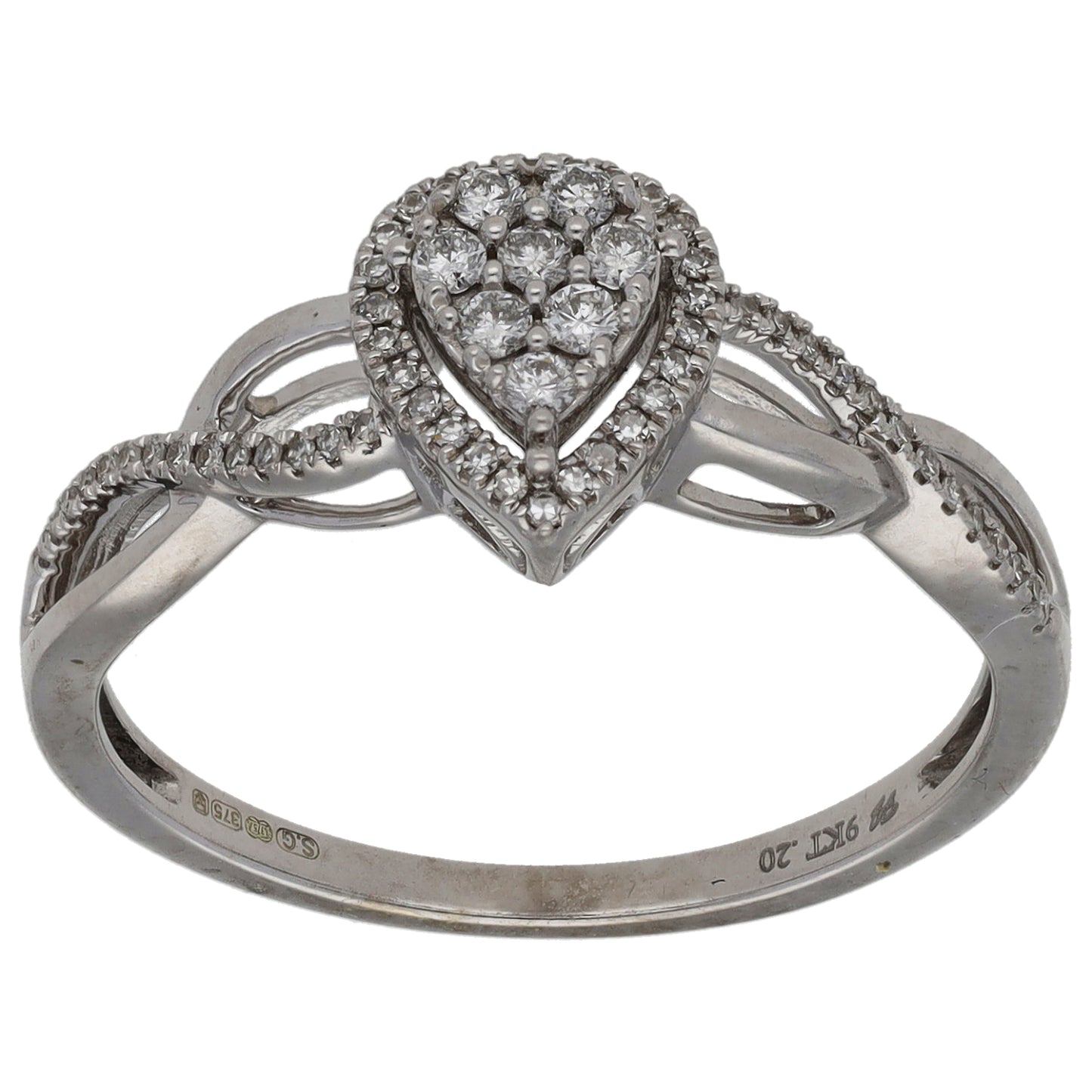 9ct White Gold 0.20ct Diamond Dress/Cocktail Ring Size R