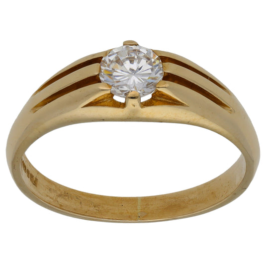 9ct Gold Cubic Zirconia Single Stone Ring Size T