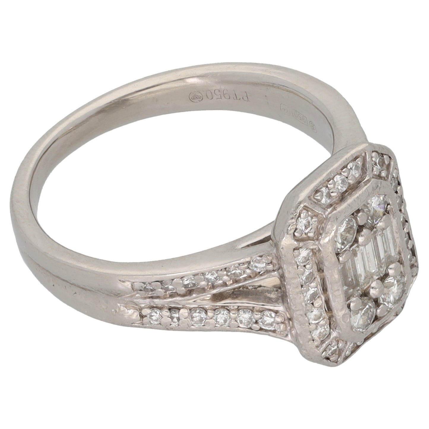 Platinum 0.54ct Diamond Cluster Ring Size L