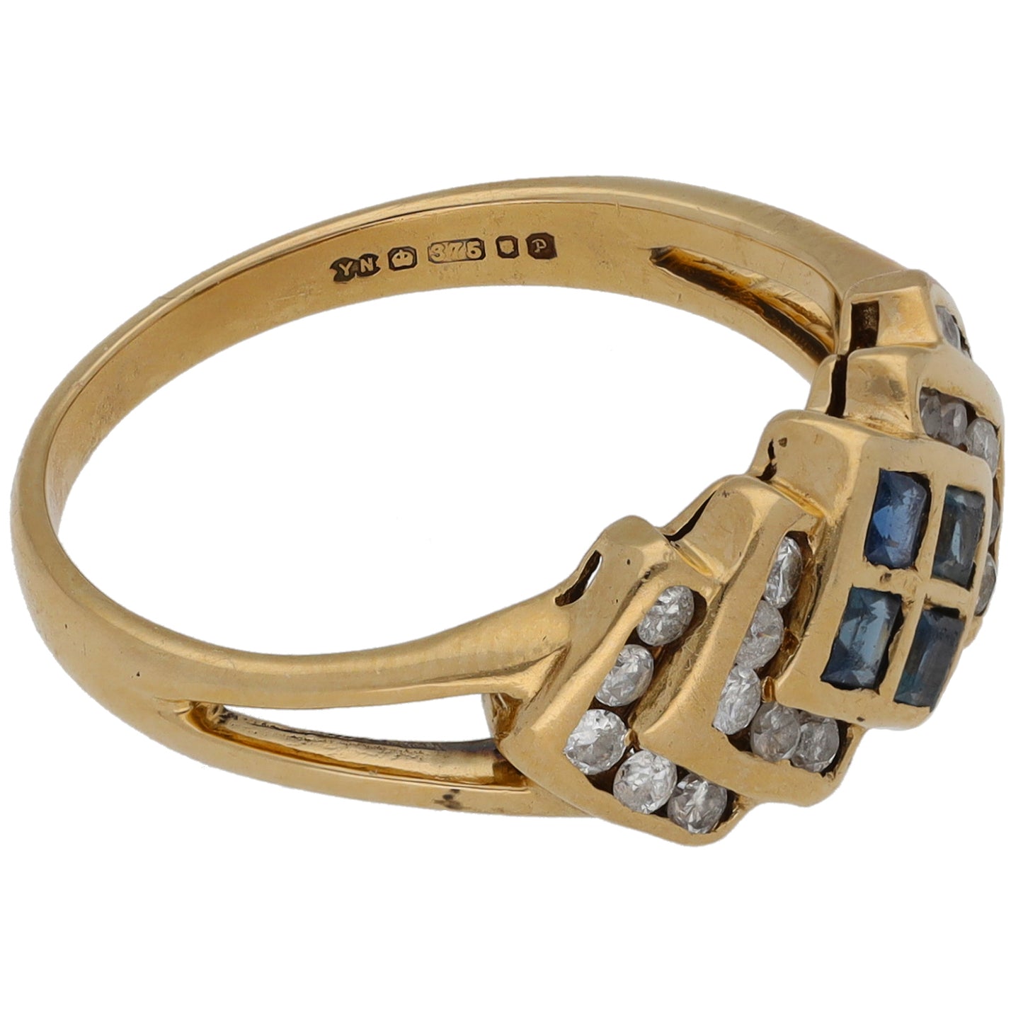 9ct Gold 0.40ct Diamond & Sapphire Dress/Cocktail Ring Size N