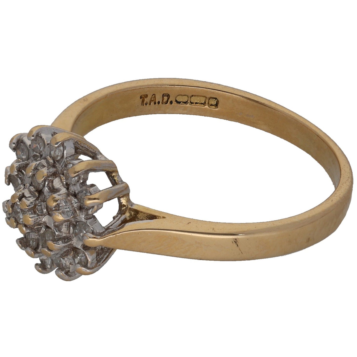 18ct Gold 0.15ct Diamond Cluster Ring Size L