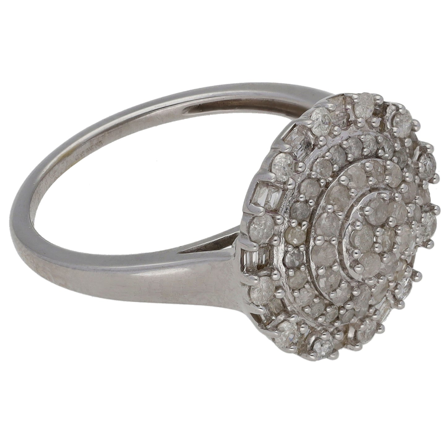 9ct White Gold 0.91ct Diamond Cluster Ring Size P