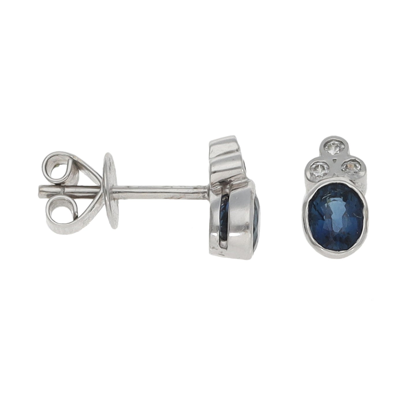 14ct White Gold Sapphire & Cubic Zirconia Stud Earrings