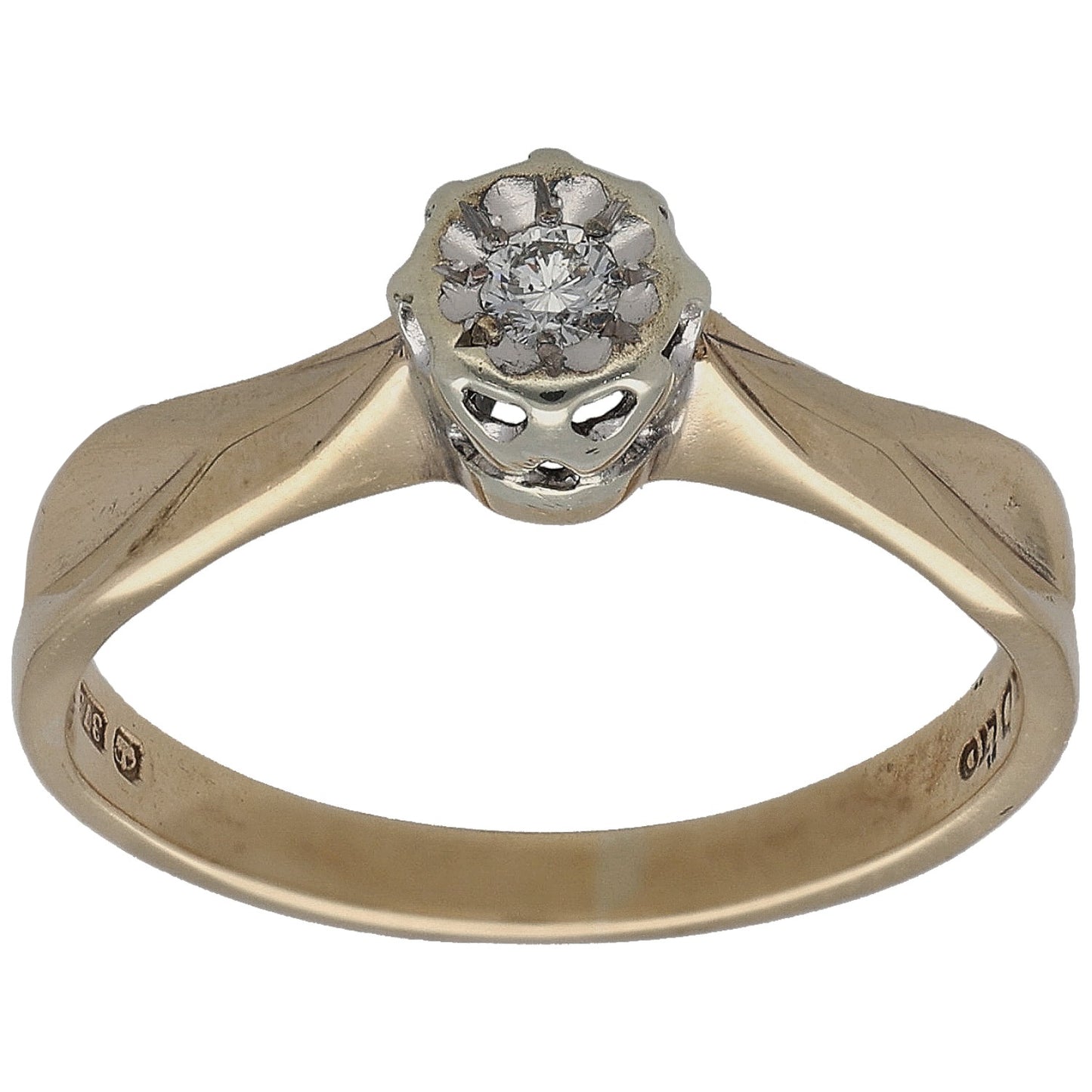9ct Gold 0.04ct Diamond Solitaire Ring Size K