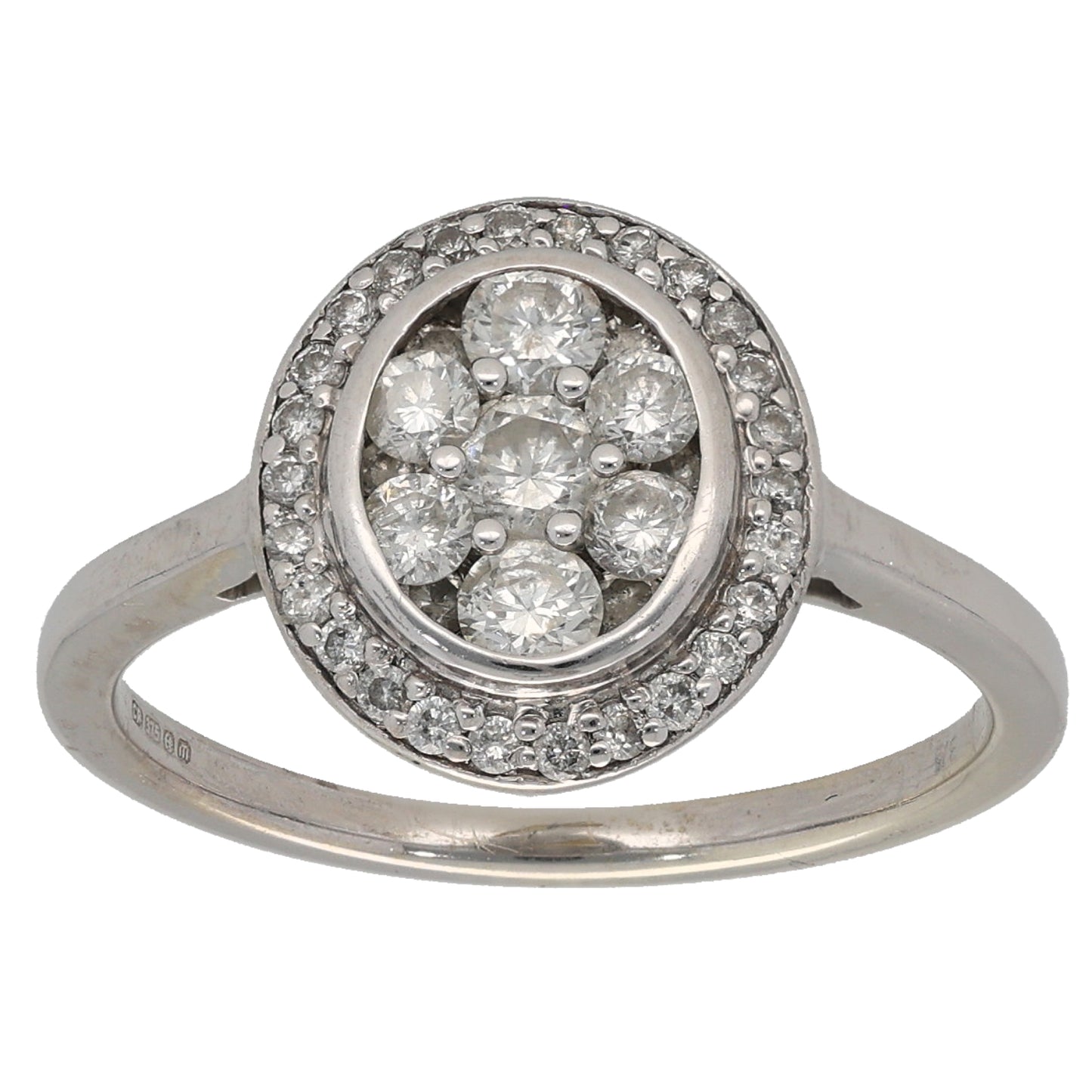 9ct White Gold 0.59ct Diamond Cluster Ring Size N