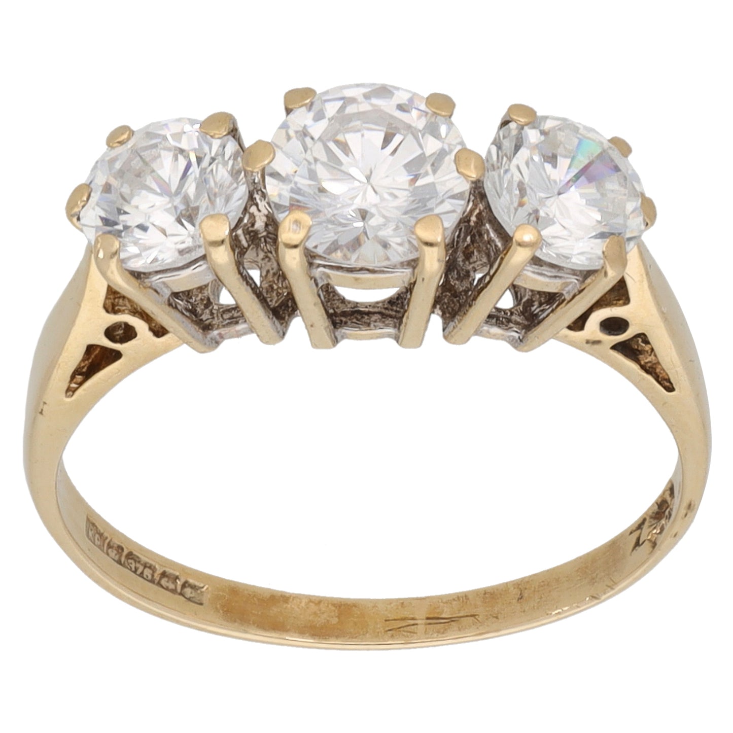 9ct Gold Cubic Zirconia Trilogy Ring Size K