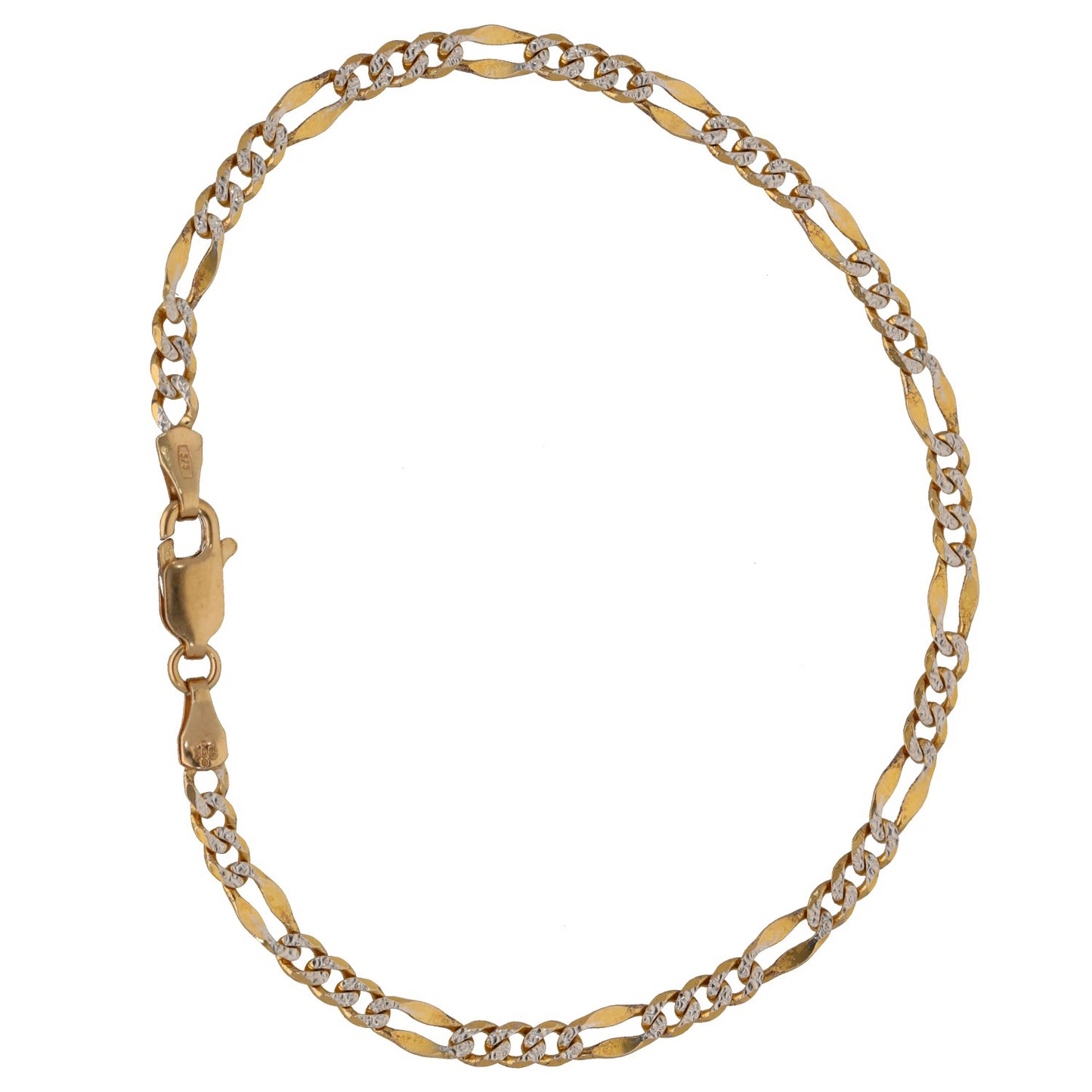 9ct Bicolour Gold Figaro Bracelet