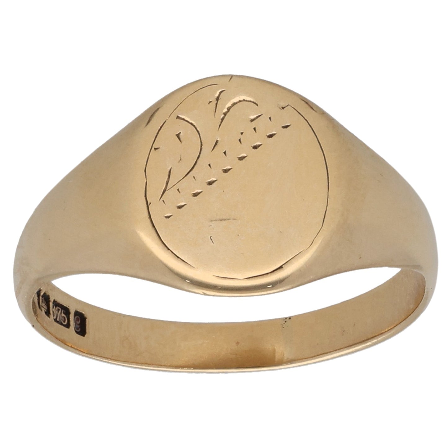 9ct Gold Patterned Signet Ring Size M