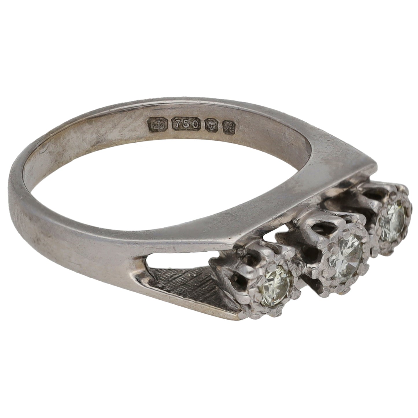 18ct White Gold 0.17ct Diamond Trilogy Ring Size K