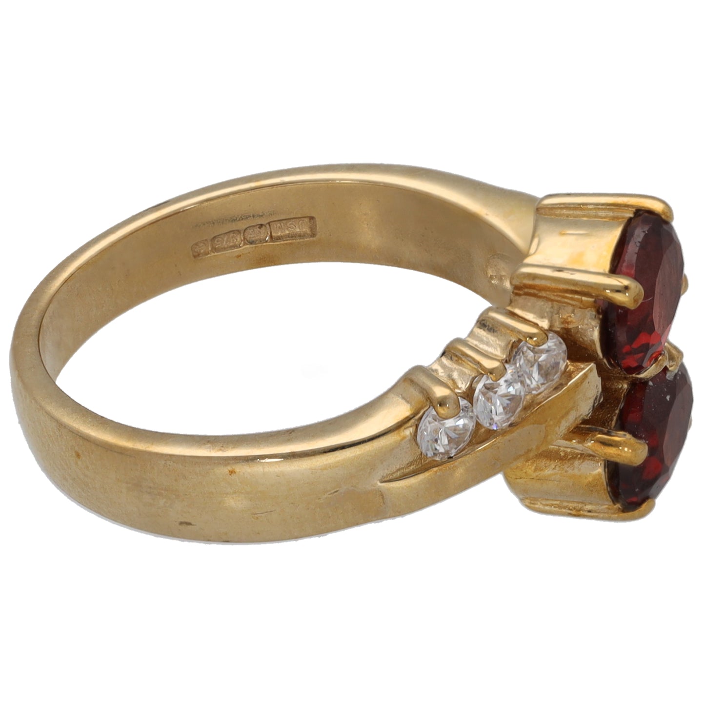 9ct Gold Garnet & Imitation Gems Dress/Cocktail Ring Size L