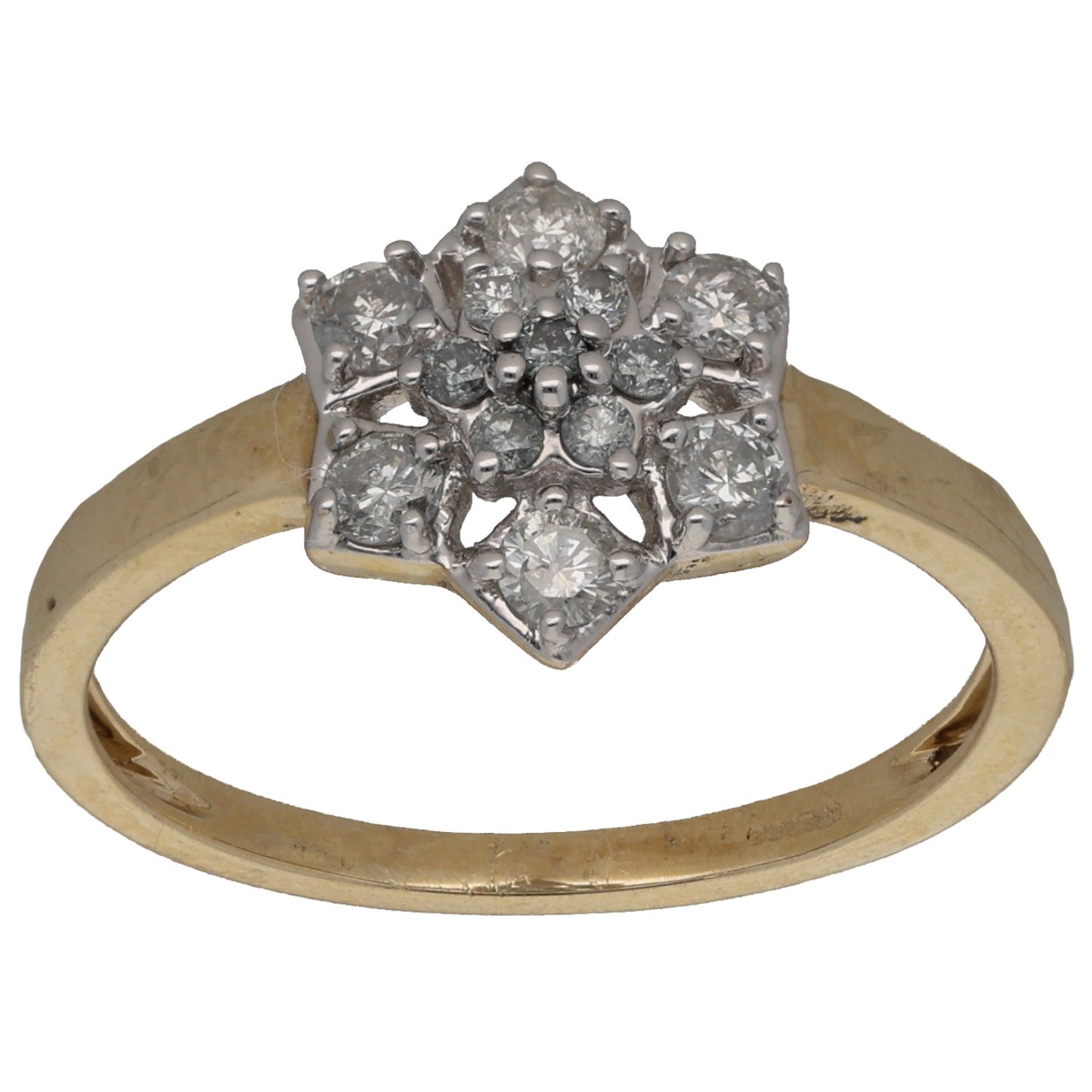 9ct Gold 0.275ct Diamond Cluster Ring Size L