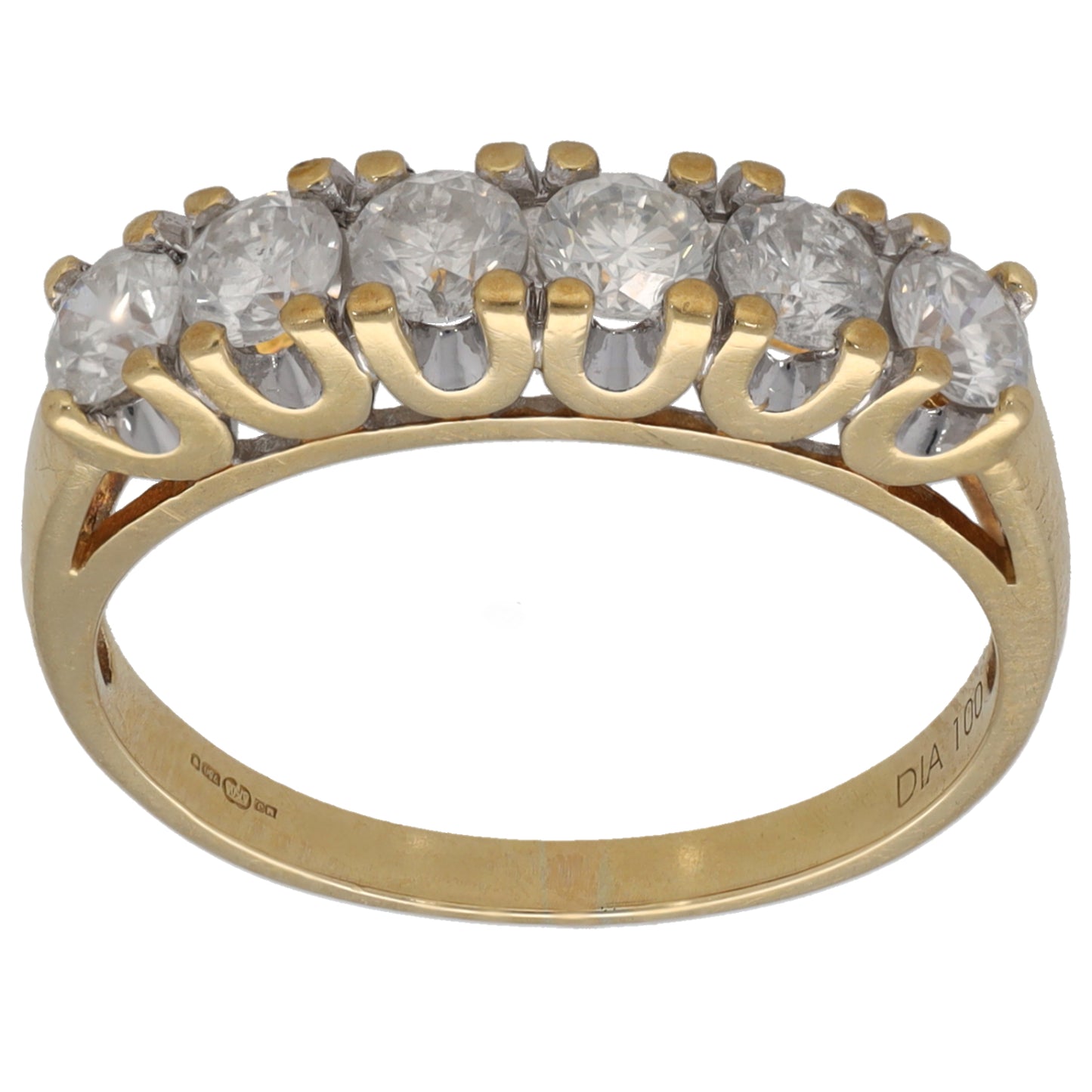 18ct Gold 1.00ct Diamond Half Eternity Ring Size P