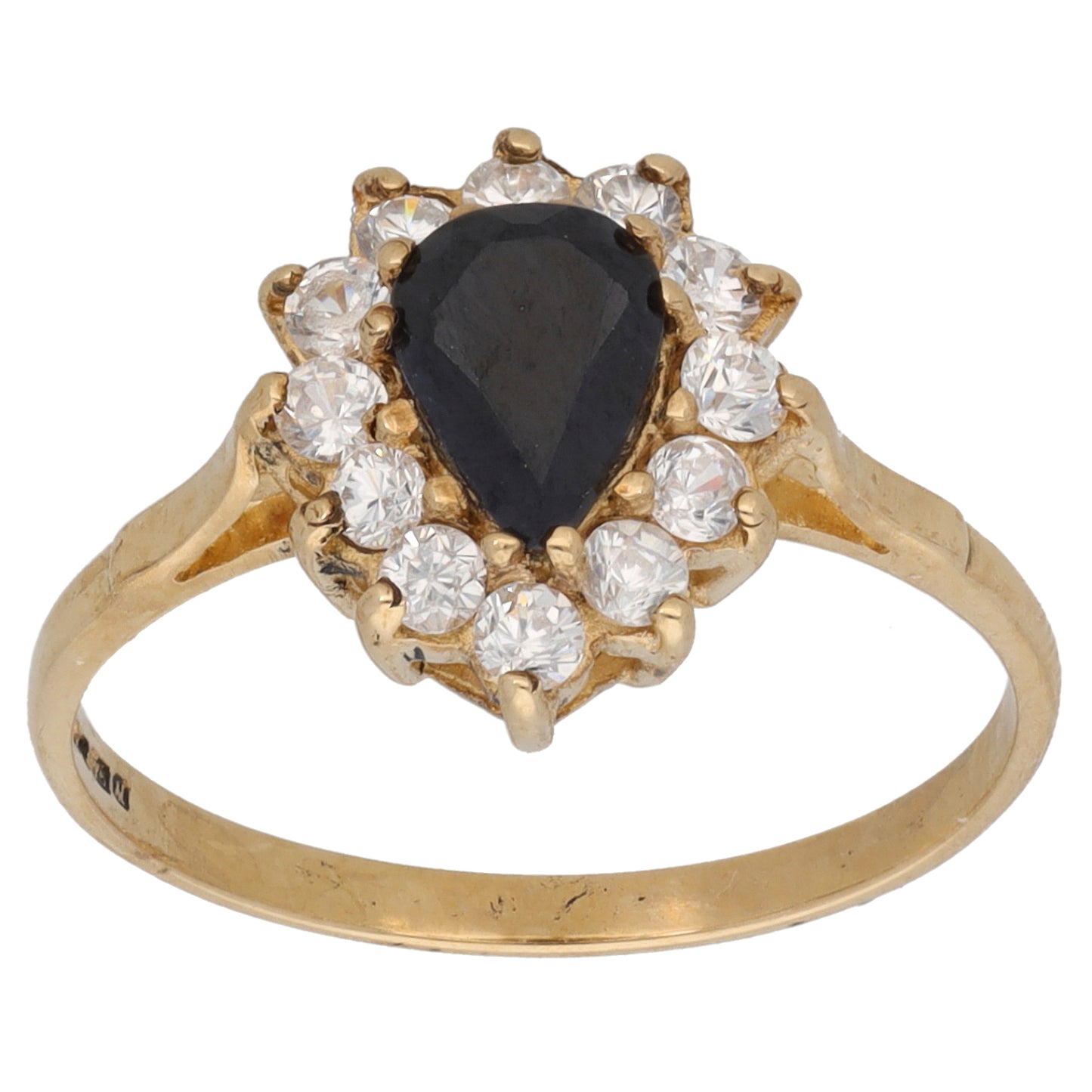 9ct Gold Sapphire & Cubic Zirconia Dress/Cocktail Ring Size N 1/2