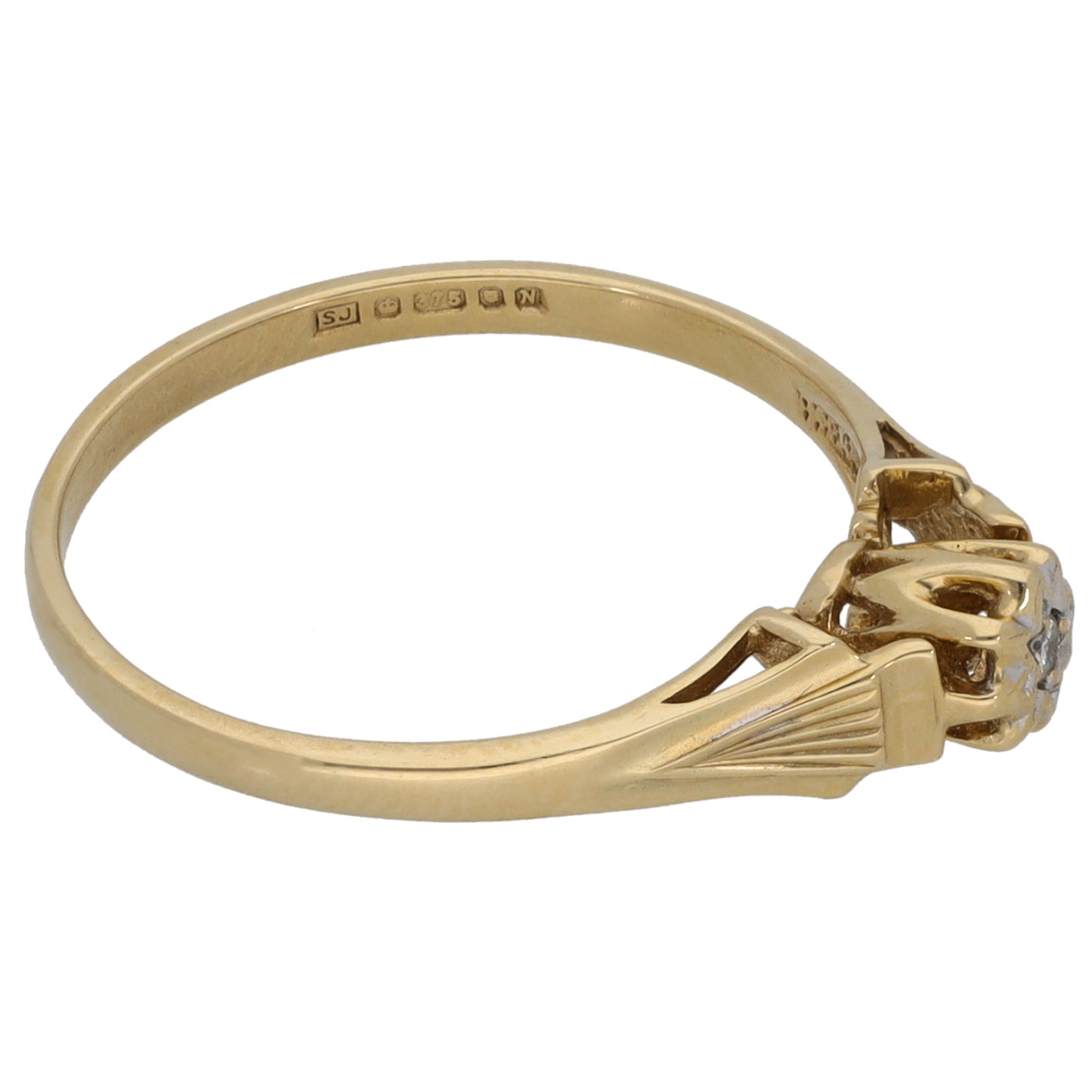 9ct Gold 0.02ct Diamond Solitaire Ring Size O