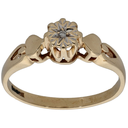 9ct Gold 0.01ct Diamond Solitaire Ring Size N