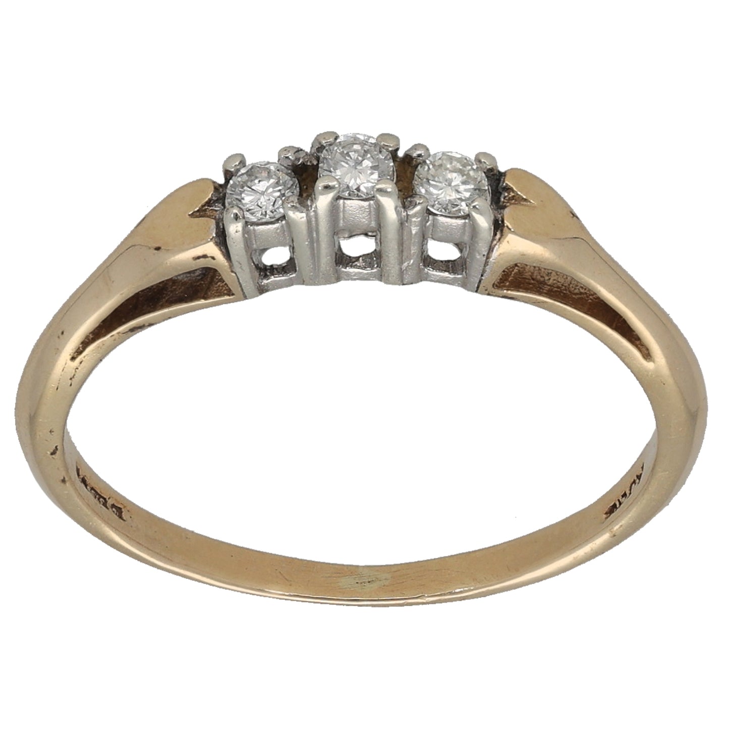 9ct Gold 0.12ct Diamond Trilogy Ring Size M