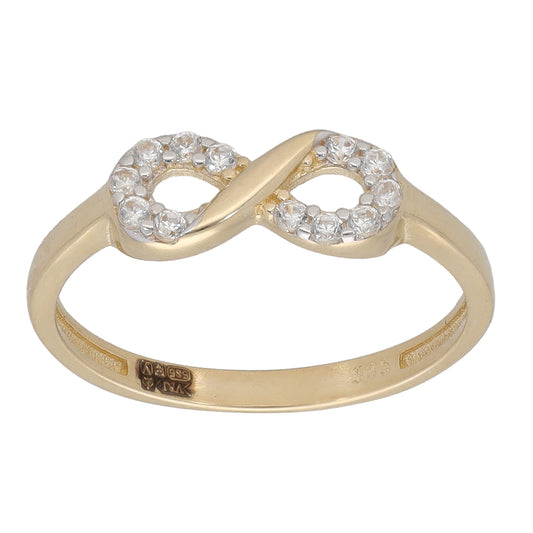 New 14ct Gold Cubic Zirconia Kids Infinity Ring Size H