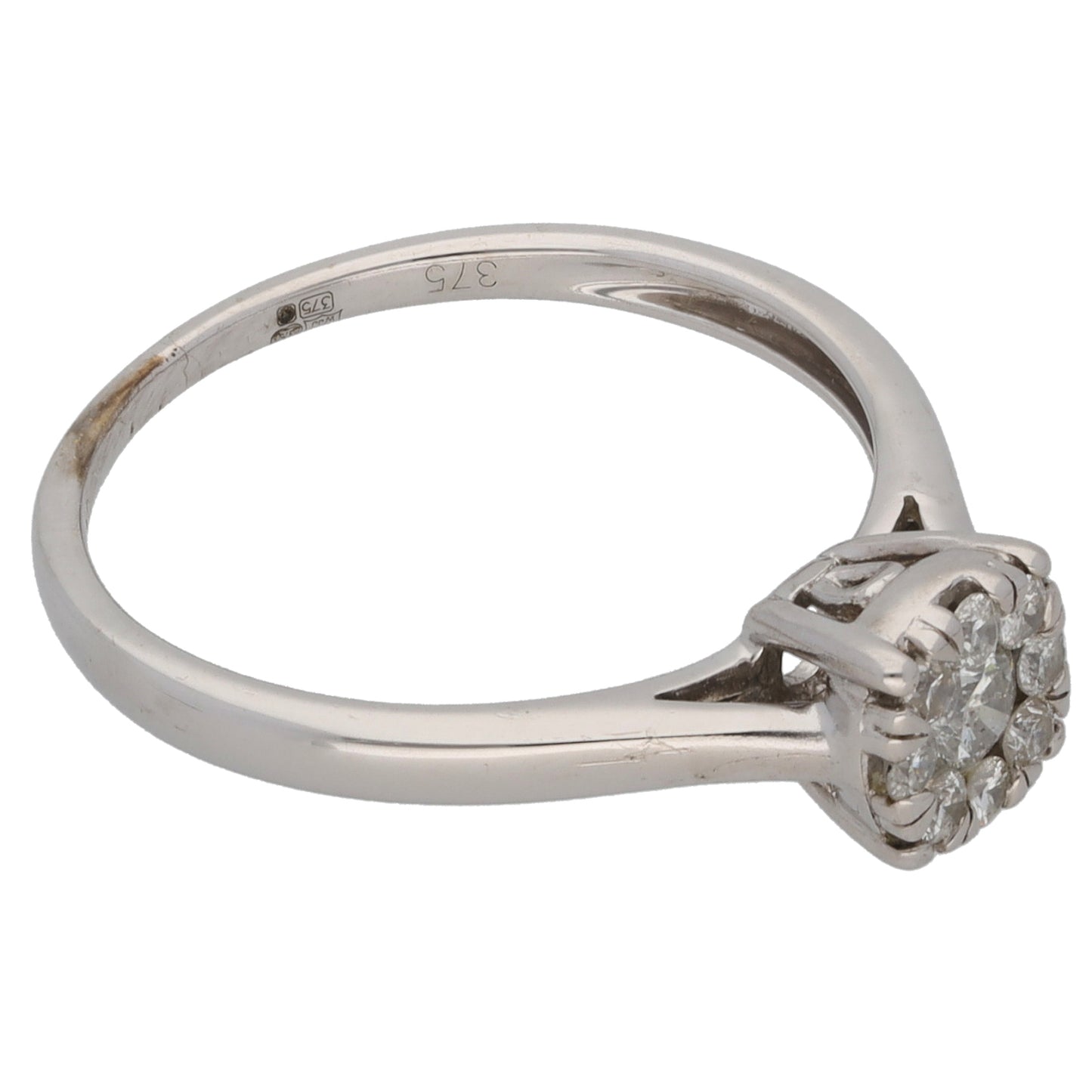 9ct White Gold 0.25ct Diamond Cluster Ring Size L