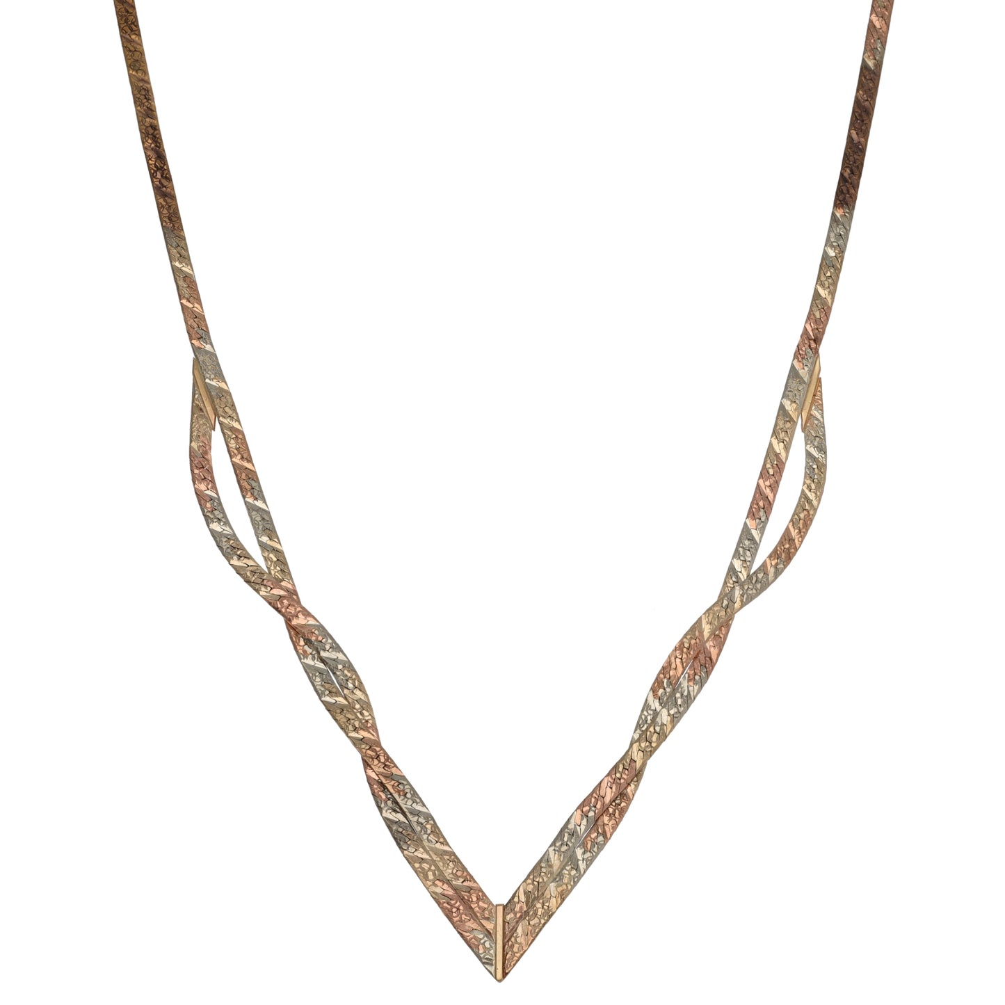 9ct Tricolour Gold Herringbone Chain 18"
