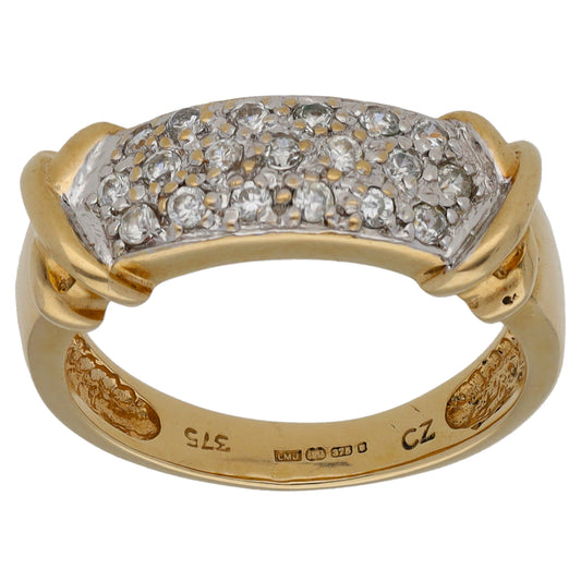 9ct Gold Cubic Zirconia Dress/Cocktail Ring Size M