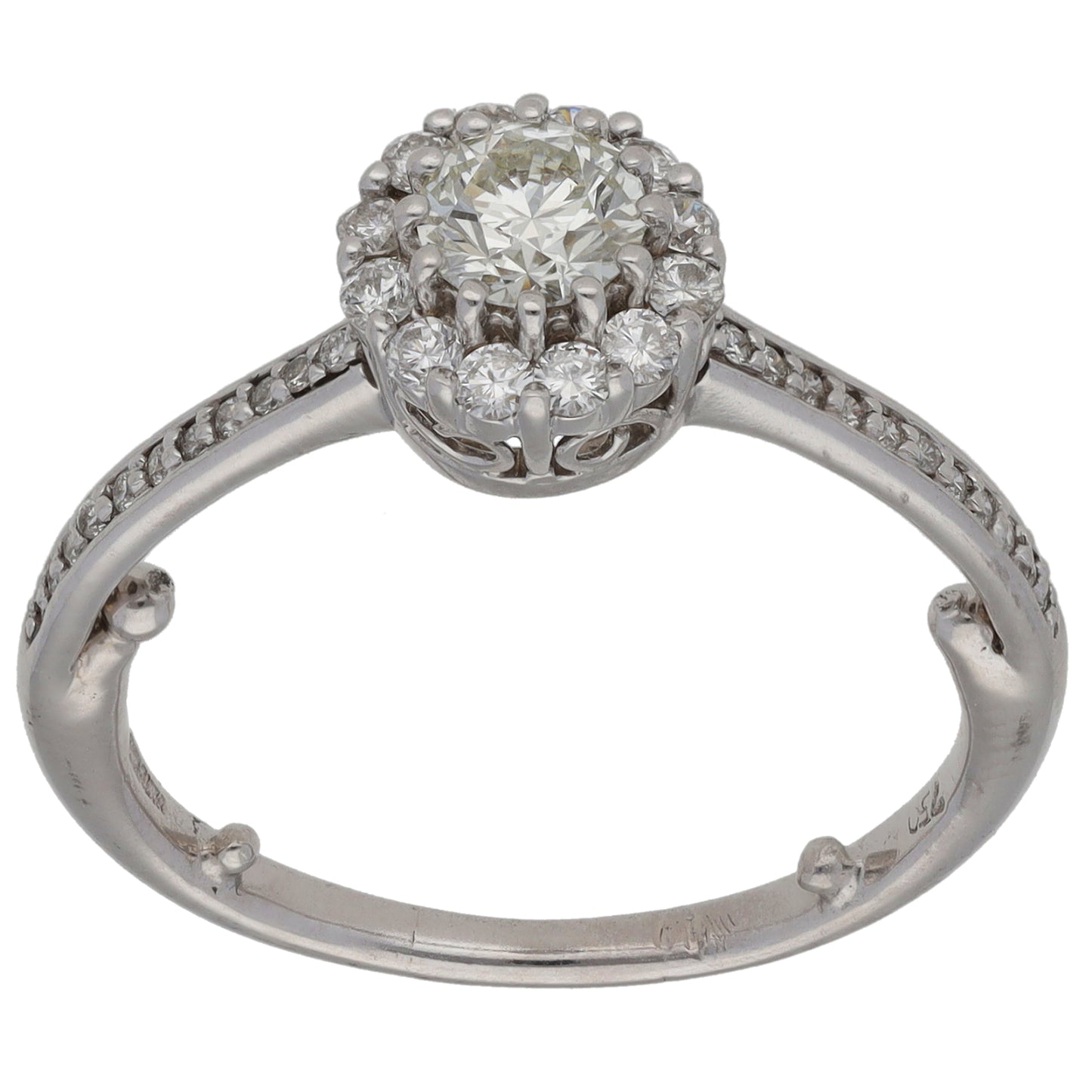 9ct White Gold 0.80ct Diamond Halo Ring Size Q