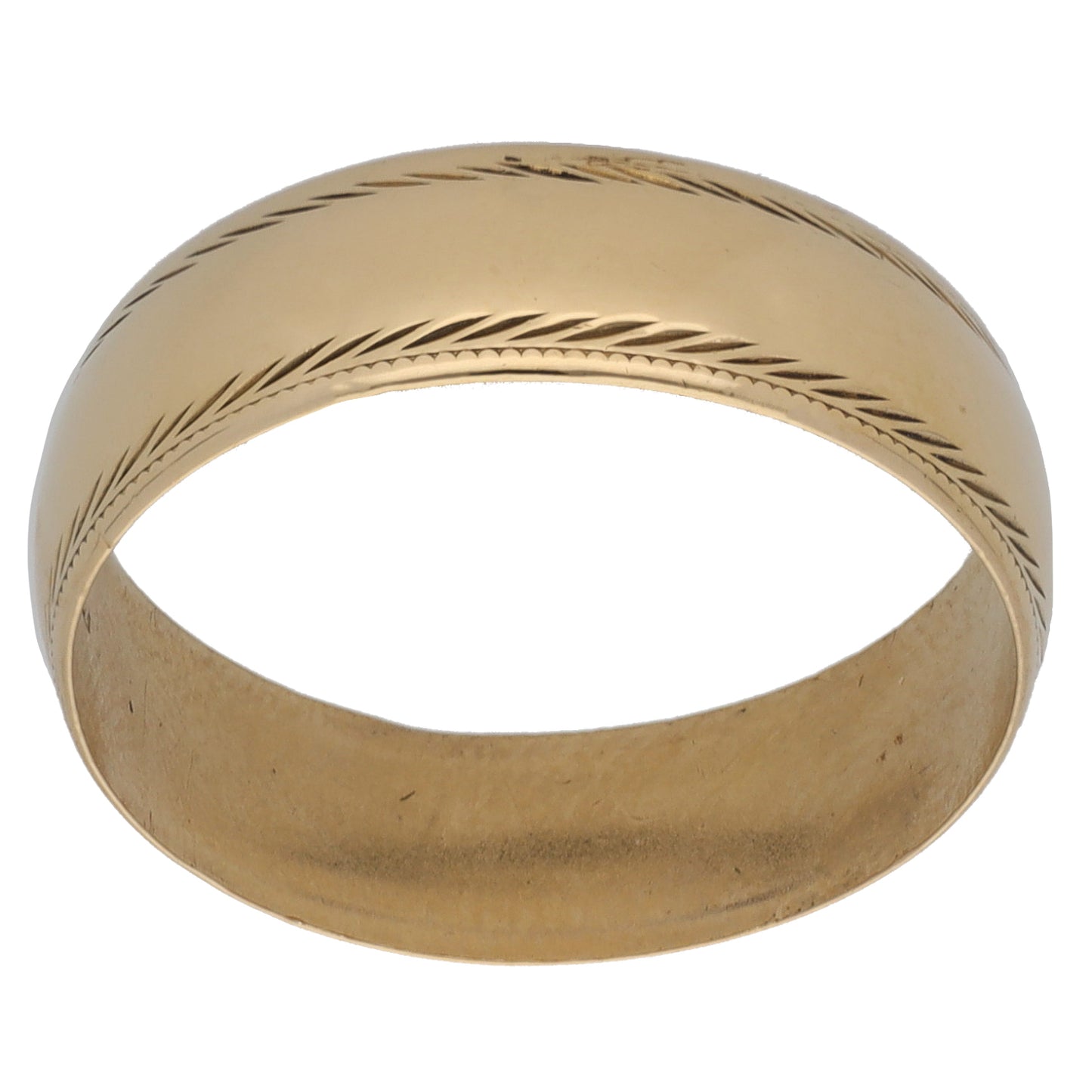 9ct Gold Patterned Wedding Ring Size R