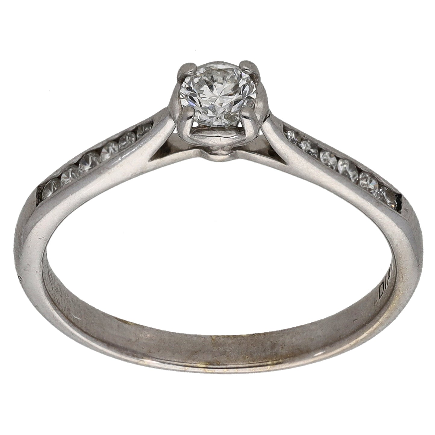 9ct White Gold 0.39ct Diamond Solitaire Ring With Accent Stones Size Q