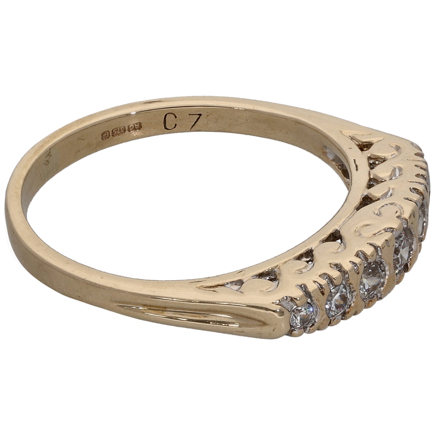 9ct Gold Cubic Zirconia Half Eternity Ring Size L