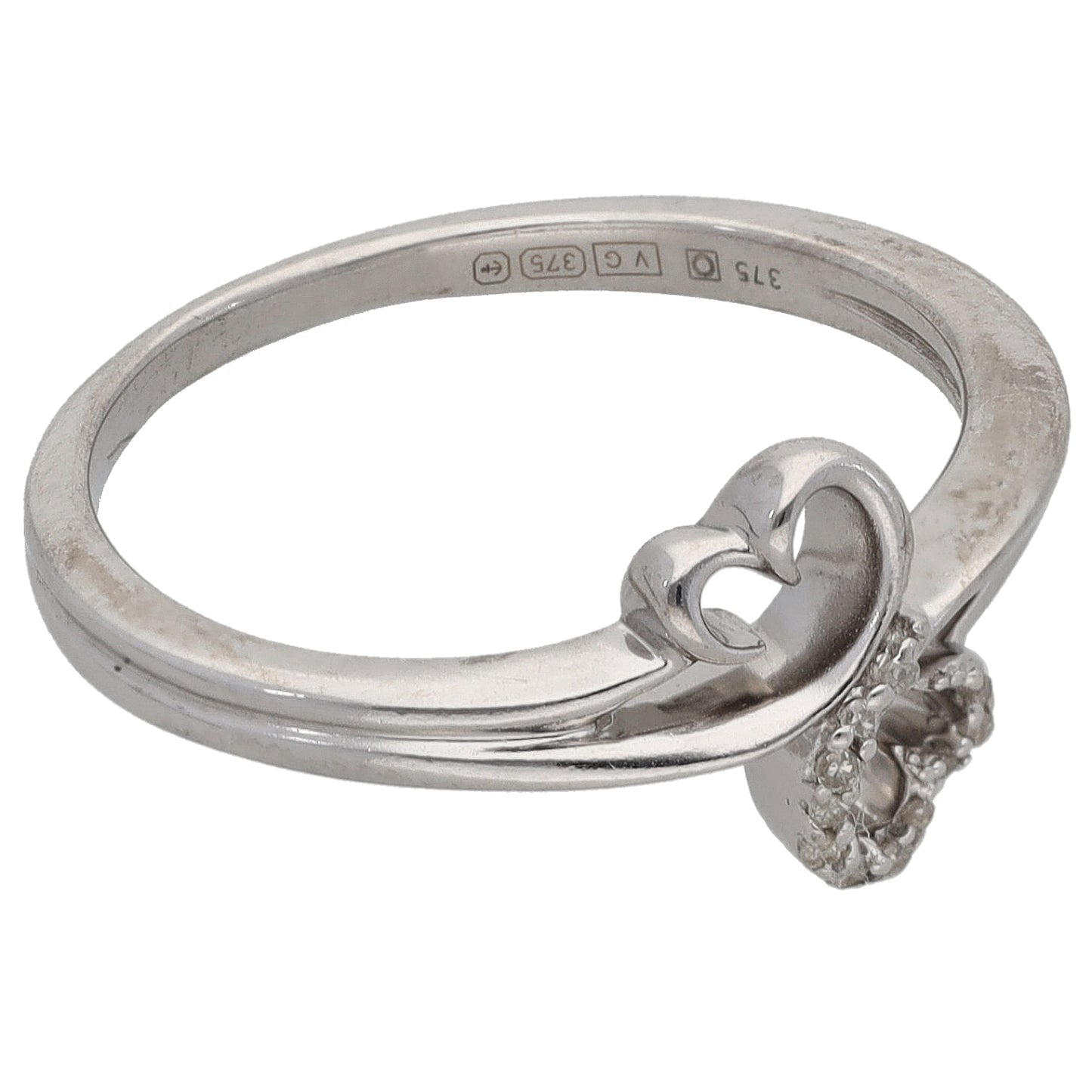 9ct White Gold 0.05ct Diamond Alternative Ring Size I