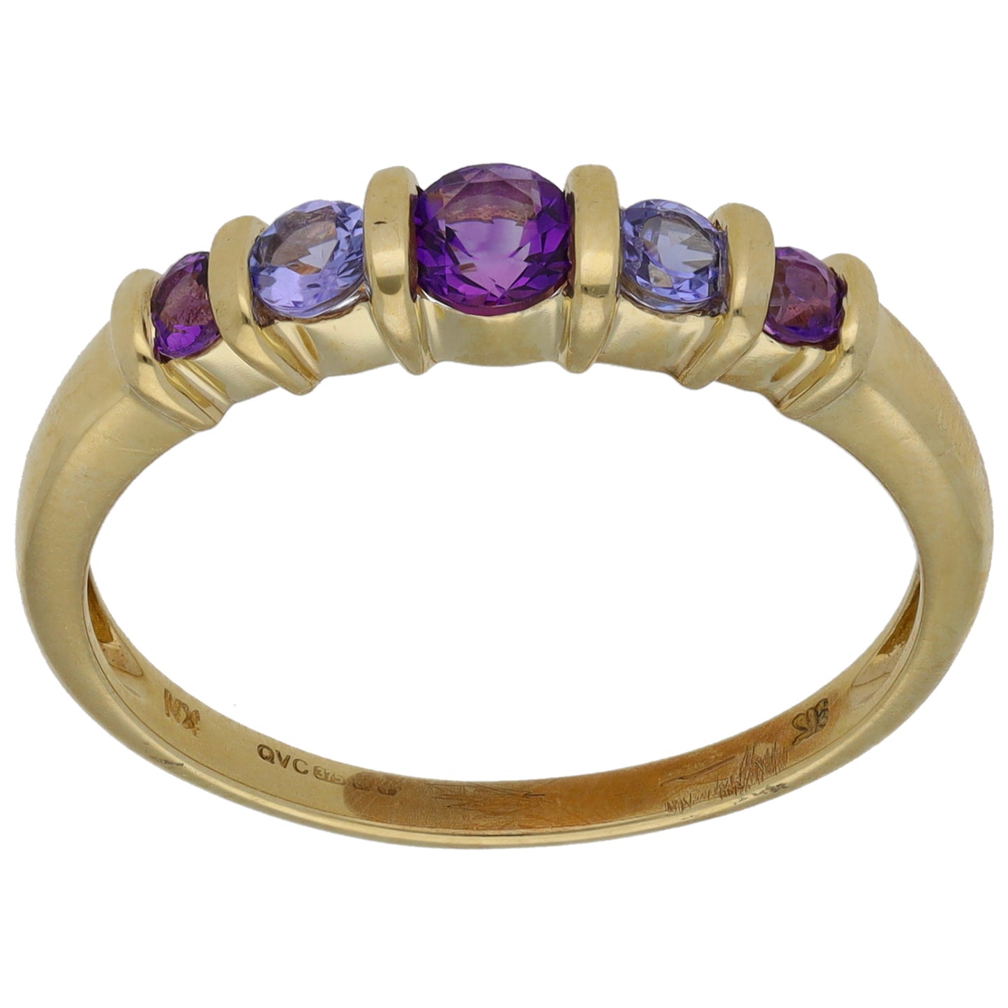 9ct Gold Amethyst & Tanzanite Half Eternity Ring Size T