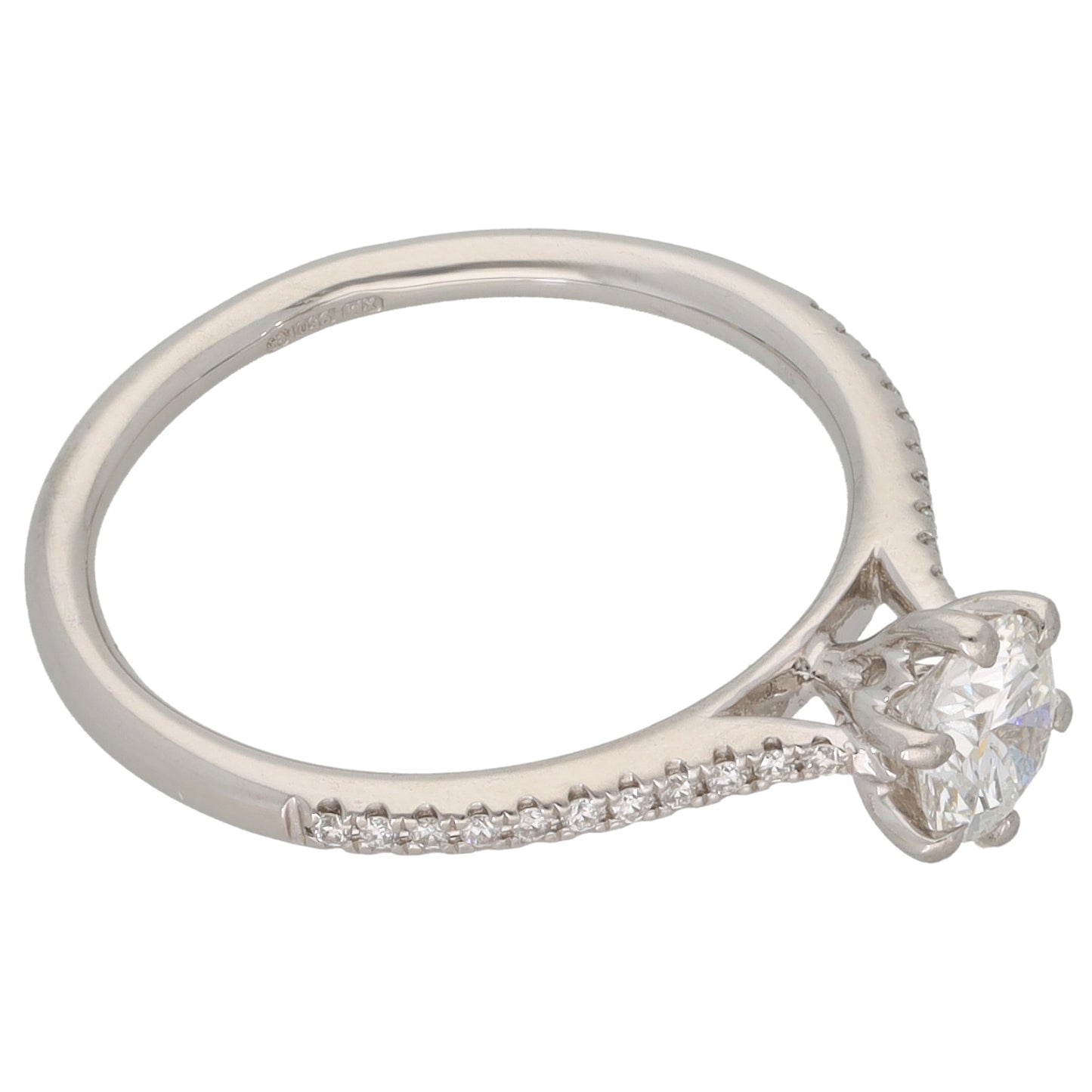 Platinum 0.67ct Diamond Solitaire Ring With Accent Stones Size M