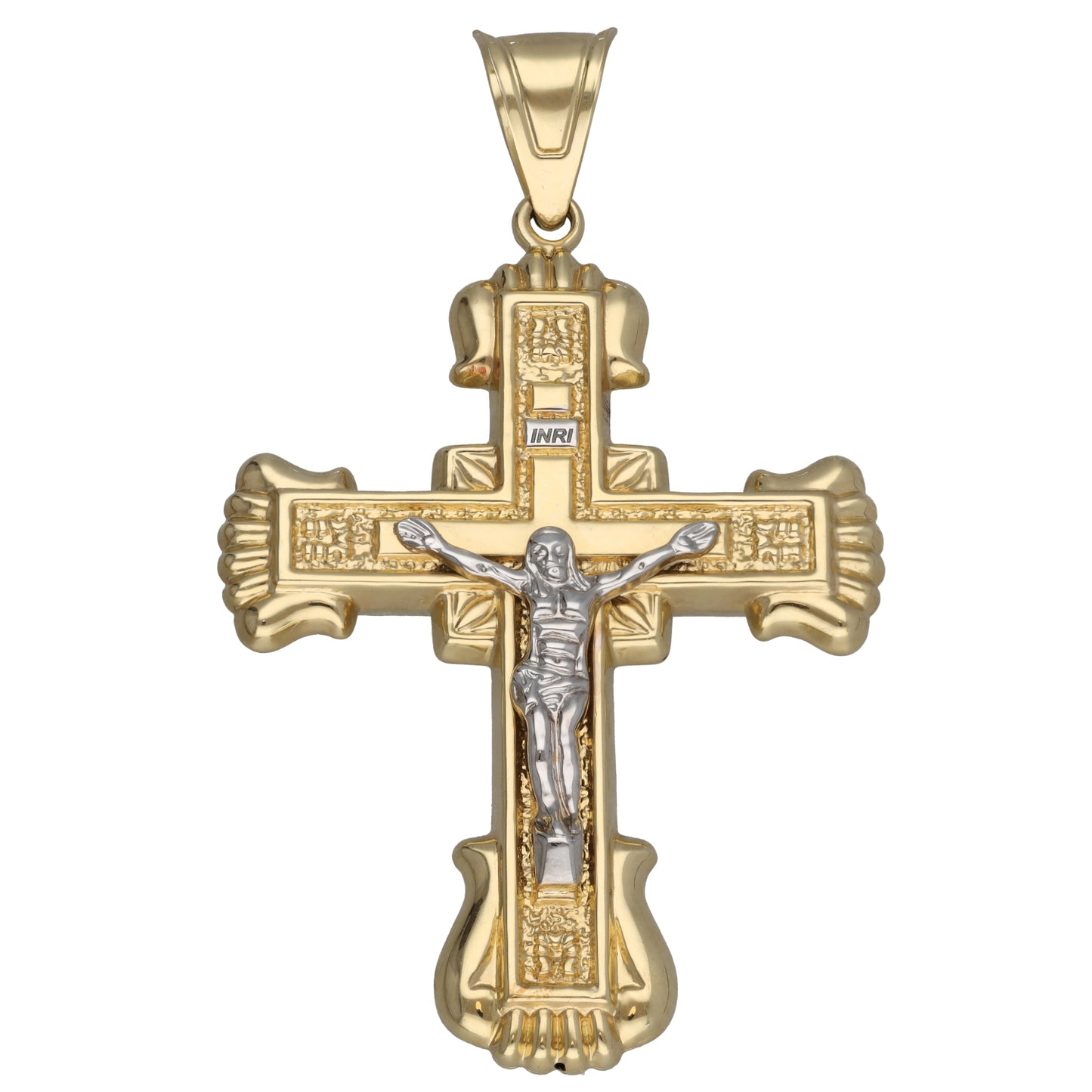 14ct Bicolour Gold Crucifix Pendant