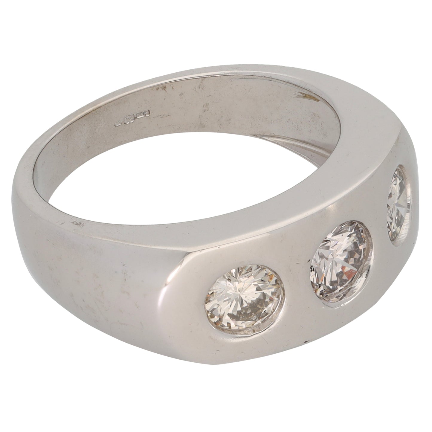 9ct White Gold 1.50ct Diamond Three Stone Ring Size U